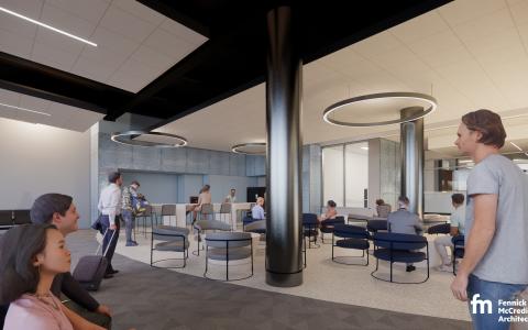 Renderings of the terminal expansion vending area within the secured gate area at Wilmington Airport ILG.